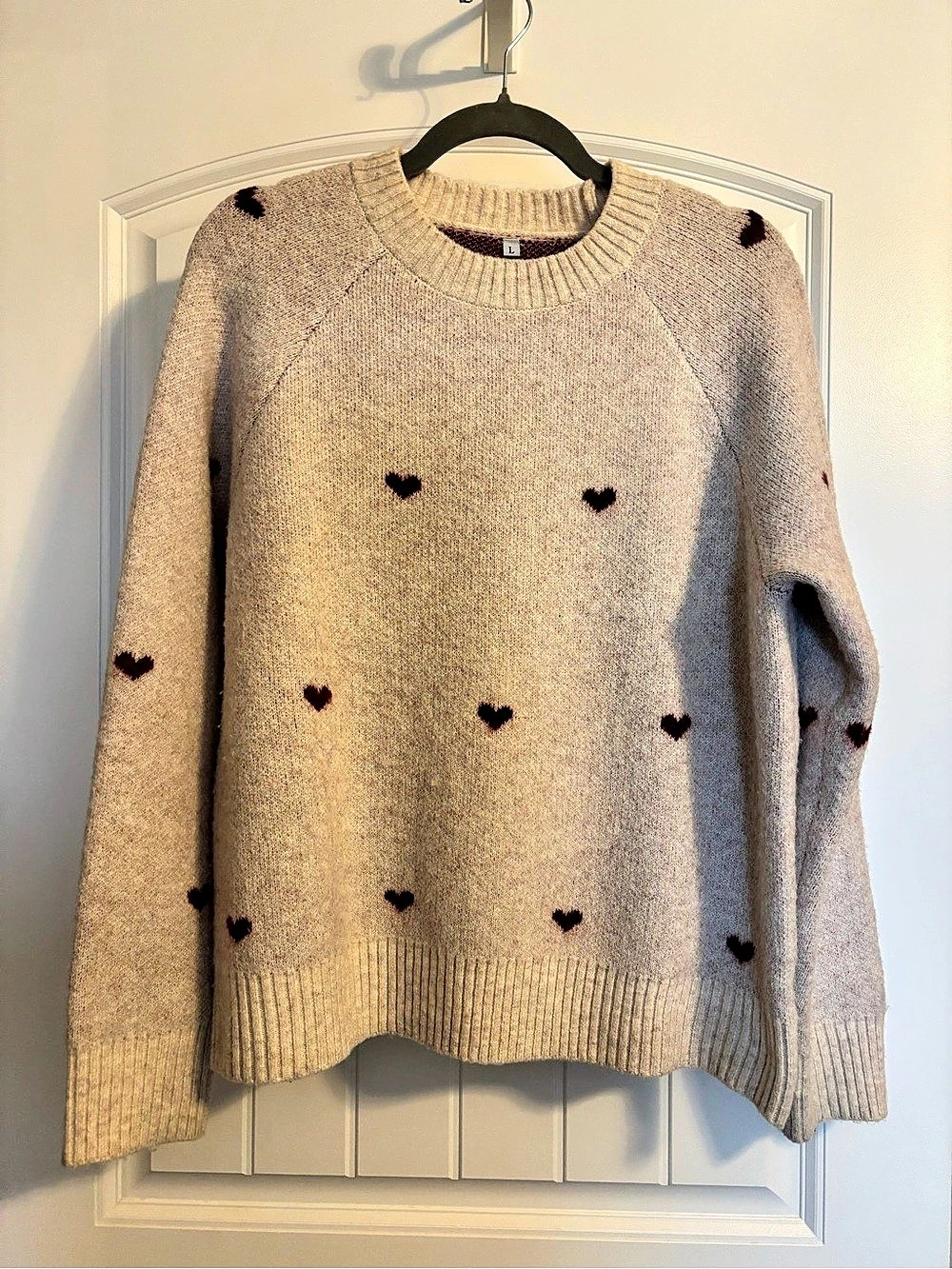 Heart Pattern Crewneck Sweater Size Large